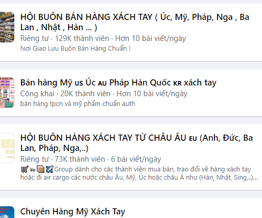 Rất nhiều hội nhóm bán mỹ phẩm xách tay Rất nhiều hội nhóm bán mỹ phẩm xách tay